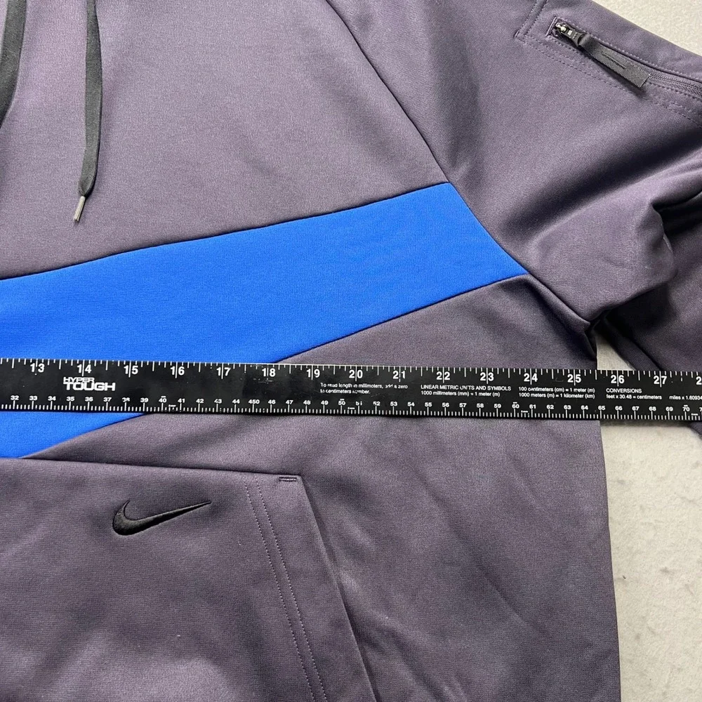 Nike Therma-FIT Hoodie Mens XL Purple Blue Oversized Swoosh Sleeve Pocket‎ 1716